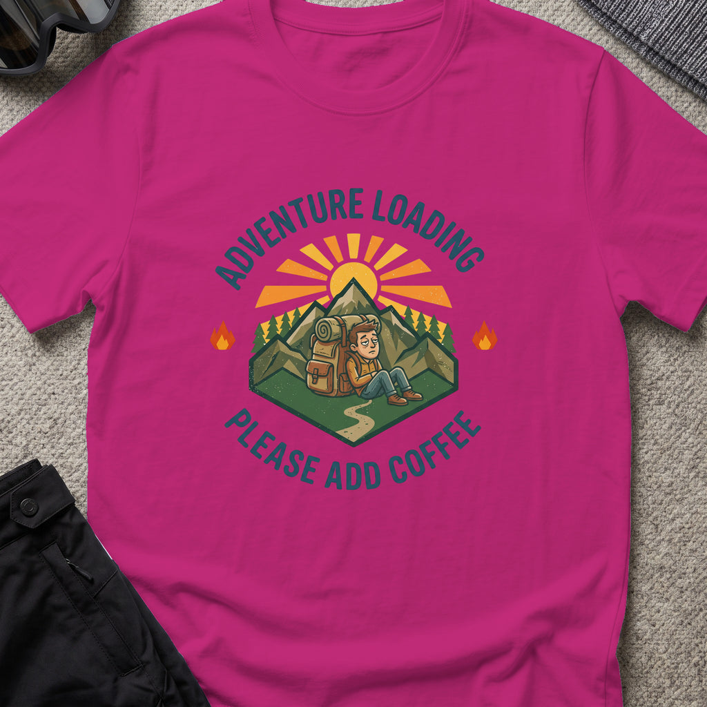 Adventure Loading T-Shirt in Antique Heliconia, front view.