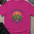 Adventure Loading T-Shirt in Antique Heliconia, front view.
