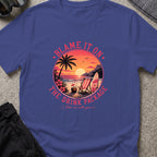 Blame It On The Drink Package — Sunset Beach T-Shirt in Metro Blue, front view.