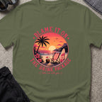 Blame It On The Drink Package — Sunset Beach T-Shirt in Military Green, front view.