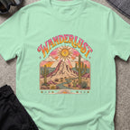 Wanderlust T-Shirt — Desert Sunburst in Mint Green, front view.