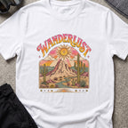 Wanderlust T-Shirt — Desert Sunburst in White, front view.