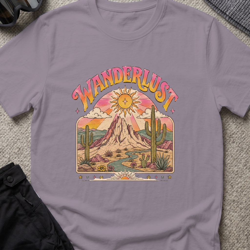 Wanderlust T-Shirt — Desert Sunburst in Paragon, front view.