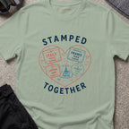 Stamped Together T-Shirt in Sage, front view.