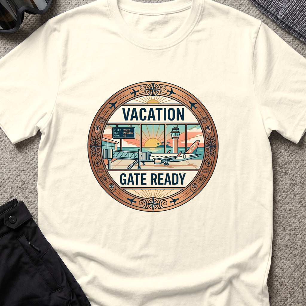 Vacation Gate Ready T-Shirt in Natural, front view.