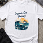 Vitamin Sea Therapy T-Shirt — Big Wave in White, front view.