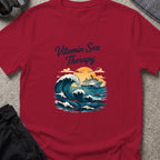 Vitamin Sea Therapy T-Shirt — Big Wave in Cardinal Red, front view.