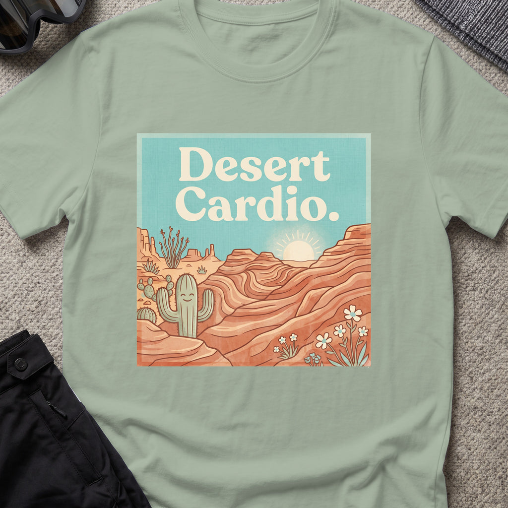 Desert Cardio T-Shirt in Sage, front view.