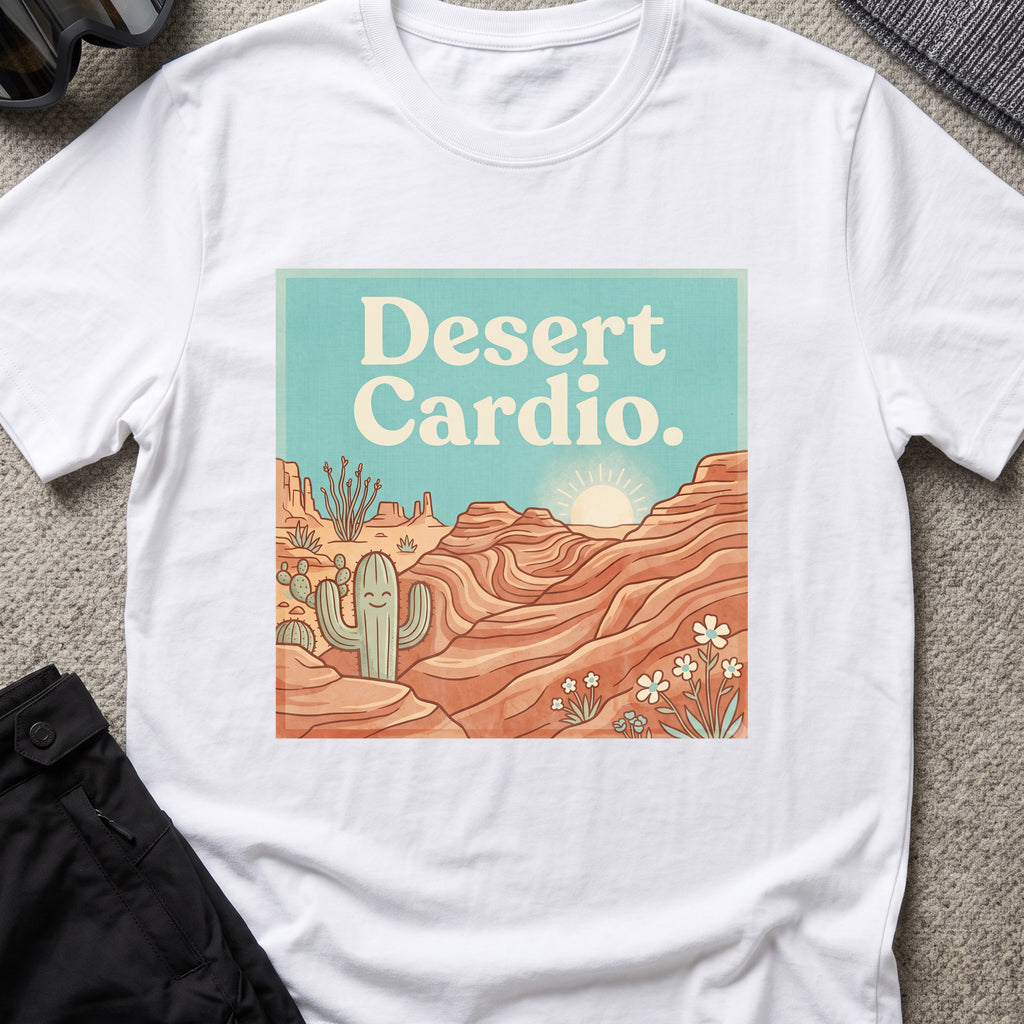 Desert Cardio T-Shirt in White, front view.