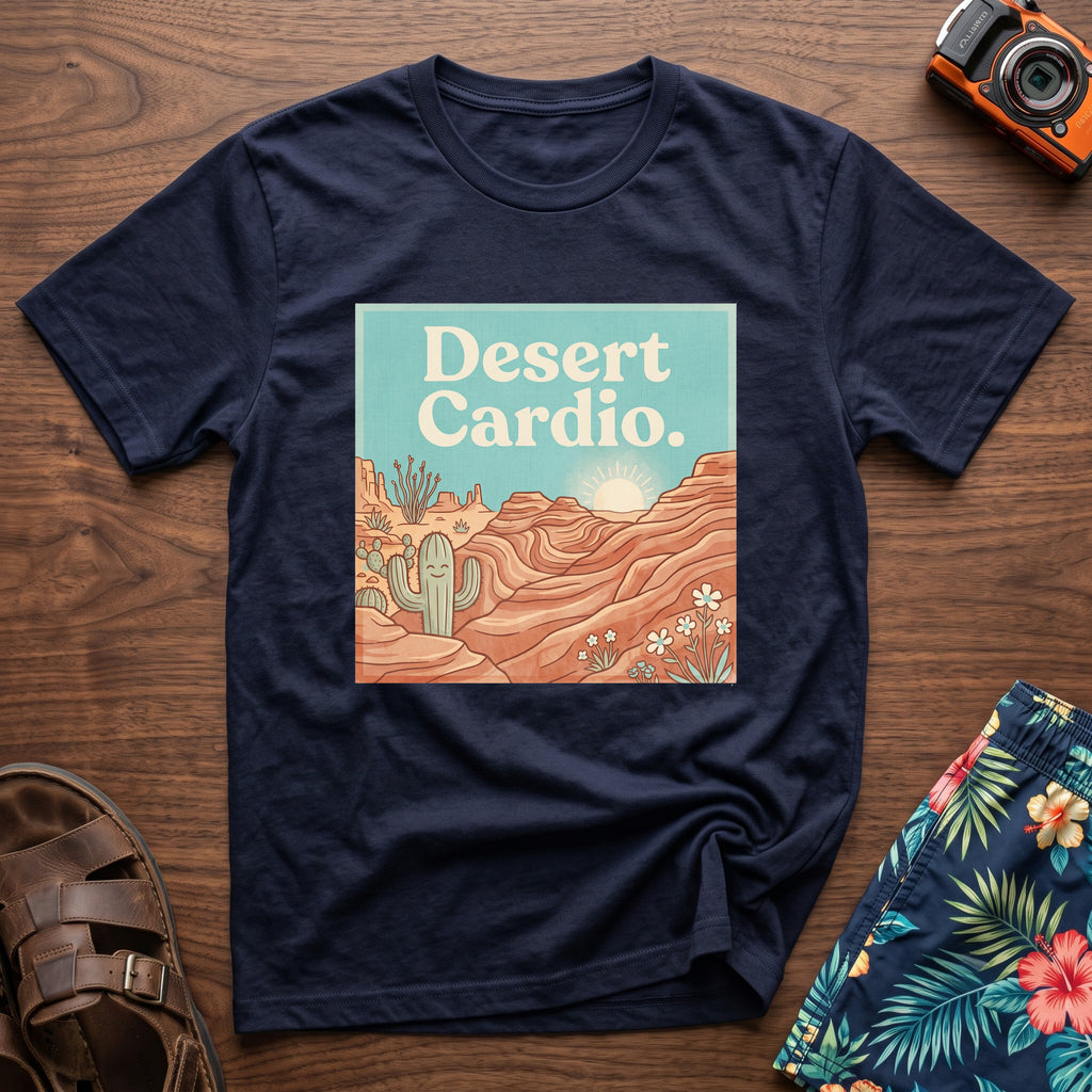 Desert Cardio T-Shirt in Navy, front view.