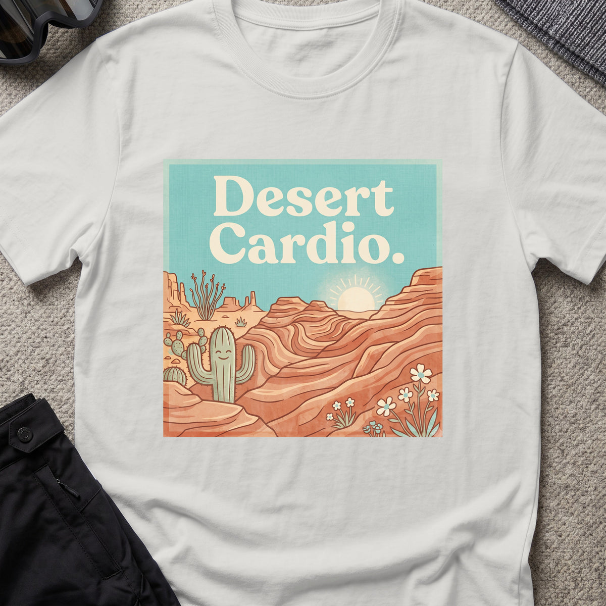 Desert Cardio T-Shirt in Ice Grey, front view.