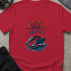 Ship Happens T-Shirt — Cruise Ship in Antique Cherry Red, front view.
