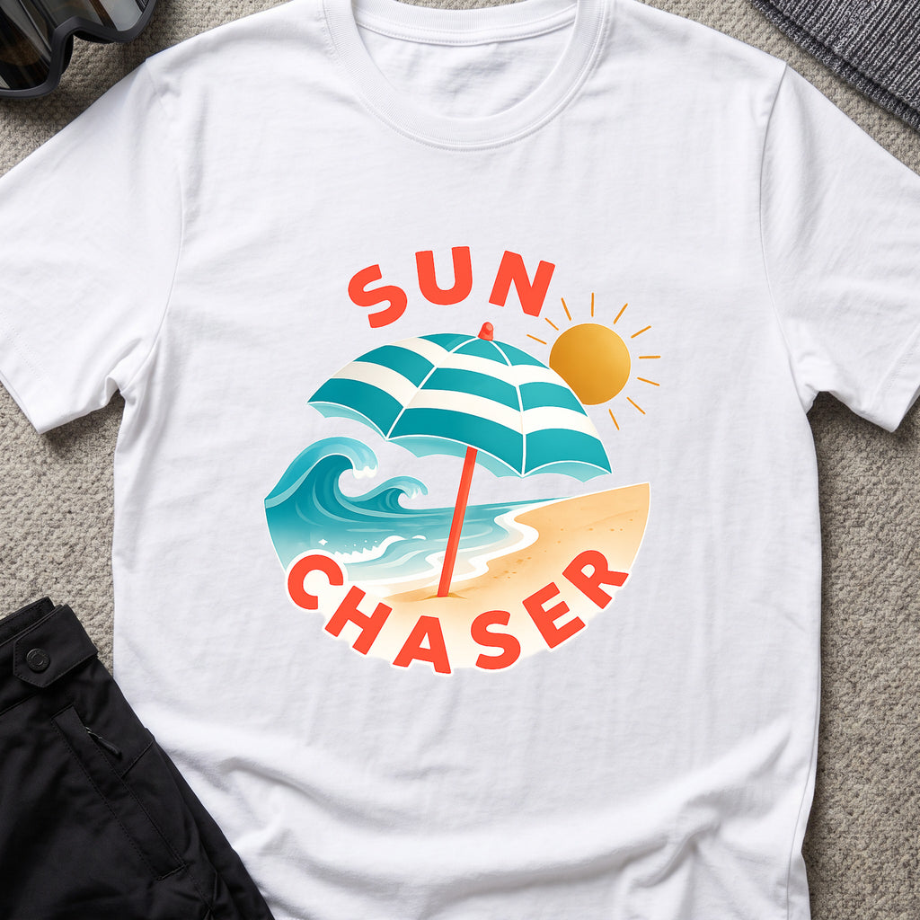 Sun Chaser T-Shirt — Shoreline in White, front view.