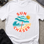 Sun Chaser T-Shirt — Shoreline in White, front view.