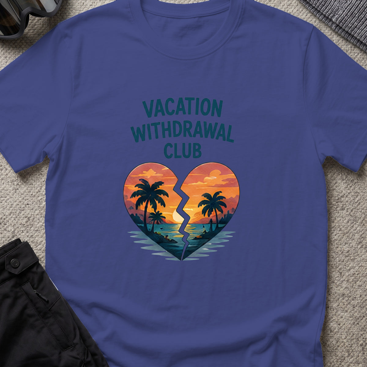 Vacation Withdrawal Club T-Shirt in Metro Blue, front view.