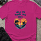 Vacation Withdrawal Club T-Shirt in Antique Heliconia, front view.