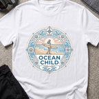 Ocean Child T-Shirt in White, front view.