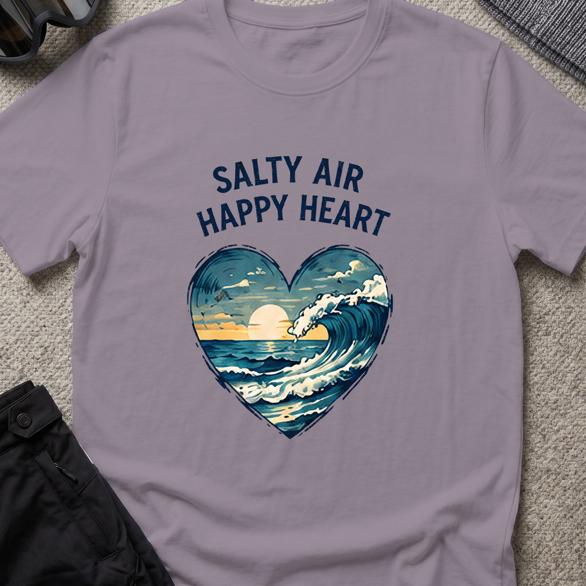 Salty Air Happy Heart T-Shirt in Paragon, front view.
