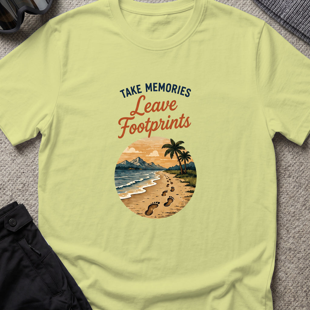 Leave Footprints T-Shirt in Pistachio, front view.