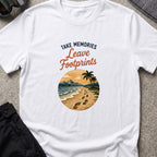 Leave Footprints T-Shirt in White, front view.