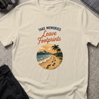 Leave Footprints T-Shirt in Sand, front view.