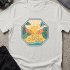 Sun Chaser T-Shirt — Sun Badge in Ice Grey, front view.