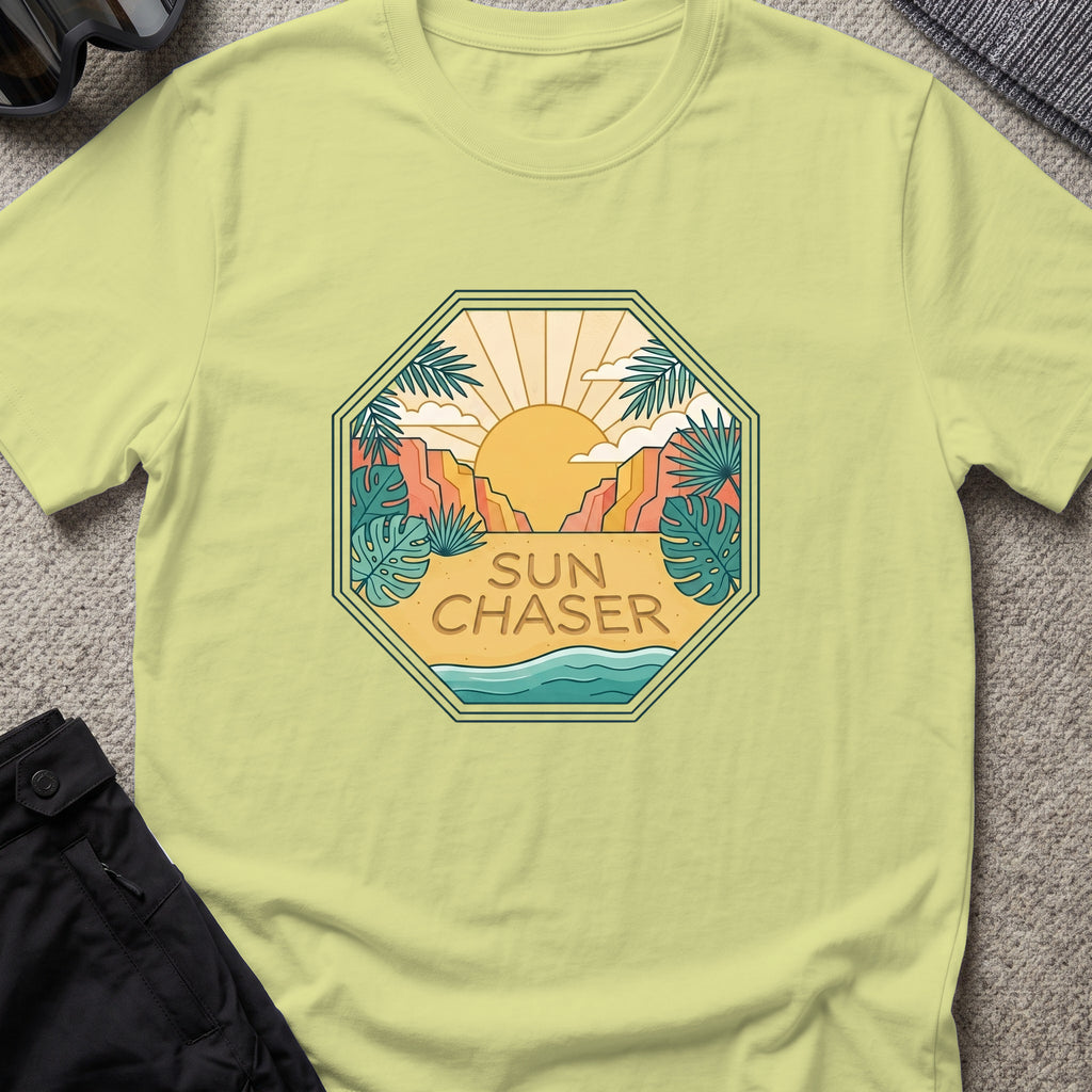 Sun Chaser T-Shirt — Sun Badge in Pistachio, front view.