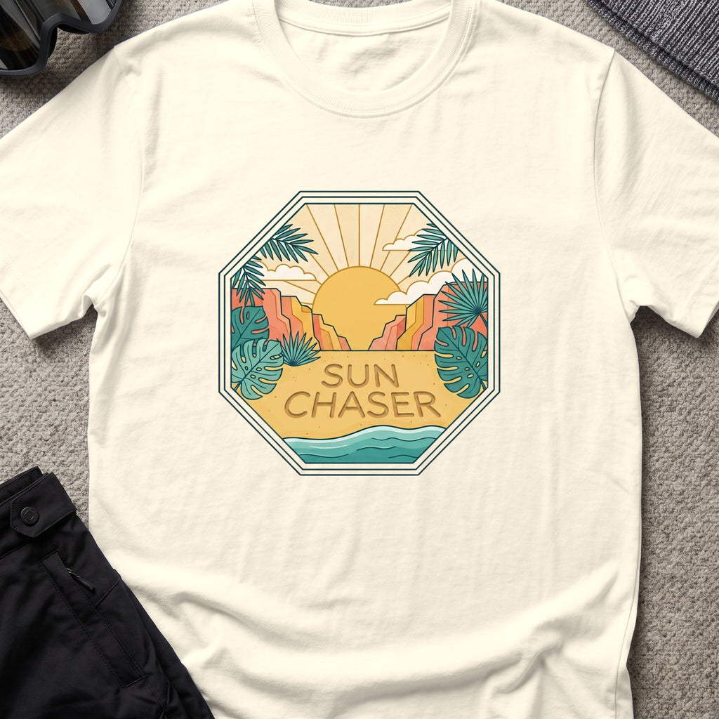 Sun Chaser T-Shirt — Sun Badge in Natural, front view.
