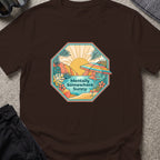 Mentally Somewhere Sunny T-Shirt in Dark Chocolate, front view.