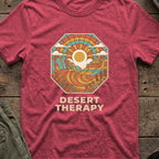 Desert Therapy T-Shirt — Canyon Sun in Heather Cardinal, front view.