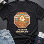 Desert Therapy T-Shirt — Canyon Sun in Black, front view.