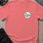 Vacation is Always in Season T-Shirt in Coral Silk, front view.