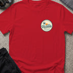 Vacation is Always in Season T-Shirt in Cherry Red, front view.