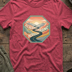 Always Chasing Horizons T-Shirt in Heather Cardinal, front view.
