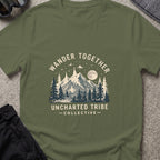 Wander Together T-Shirt in Military Green, front view.