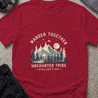 Wander Together T-Shirt in Cardinal Red, front view.