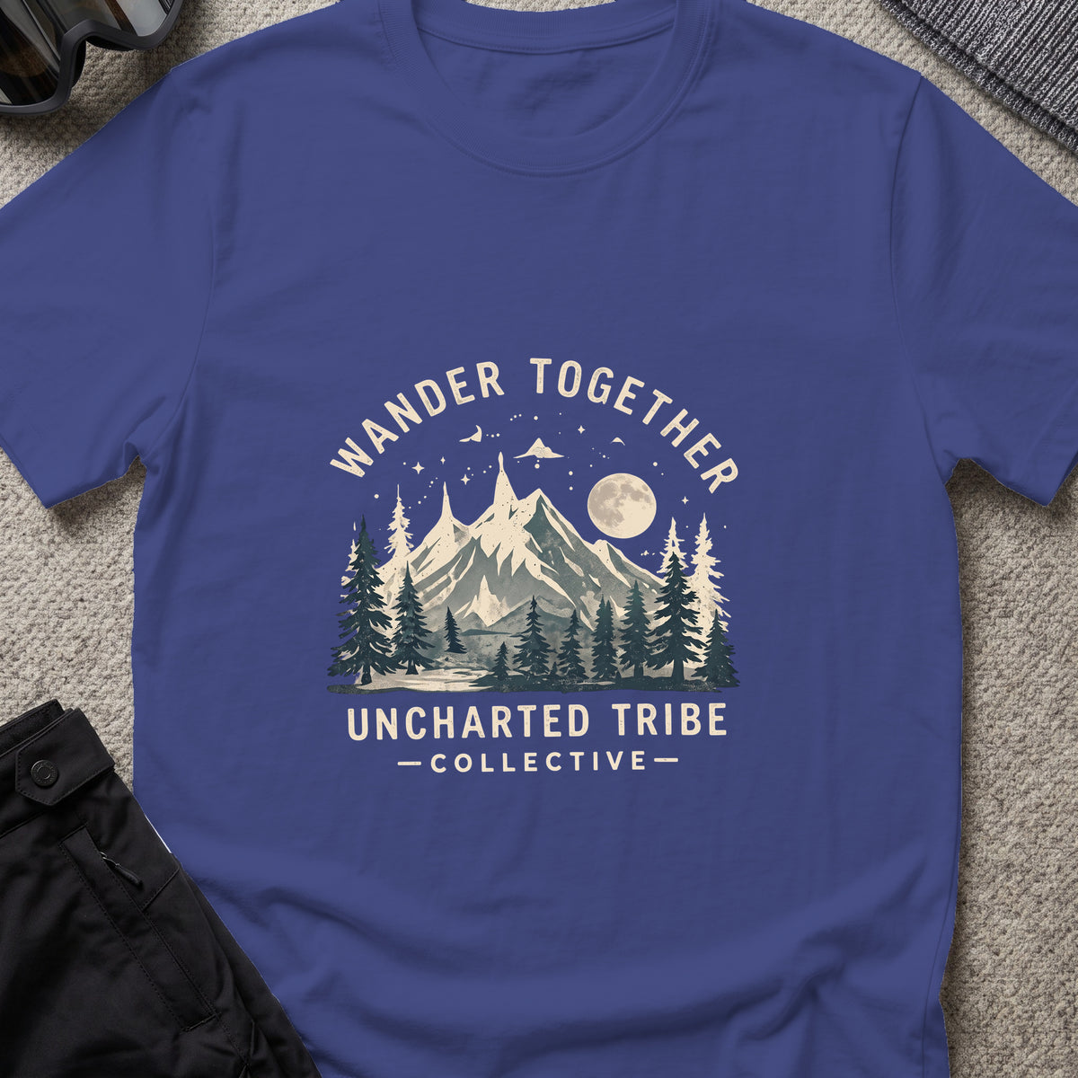 Wander Together T-Shirt in Metro Blue, front view.