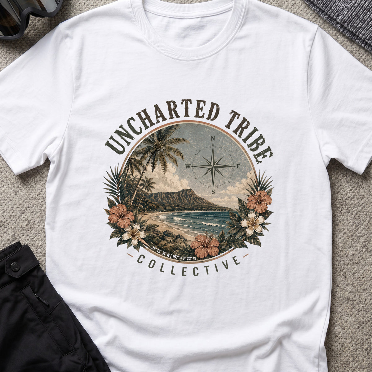 Vintage Diamond Head T-Shirt in White, front view.
