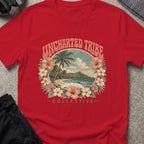 Vintage Uncharted Tribe Collective T-Shirt in Cherry Red, front view.
