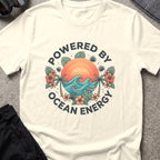Powered by Ocean Energy T-Shirt in Natural, front view.