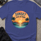 Sunset State of Mind T-Shirt in Metro Blue, front view.