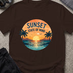 Sunset State of Mind T-Shirt in Dark Chocolate, front view.