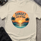 Sunset State of Mind T-Shirt in Sand, front view.