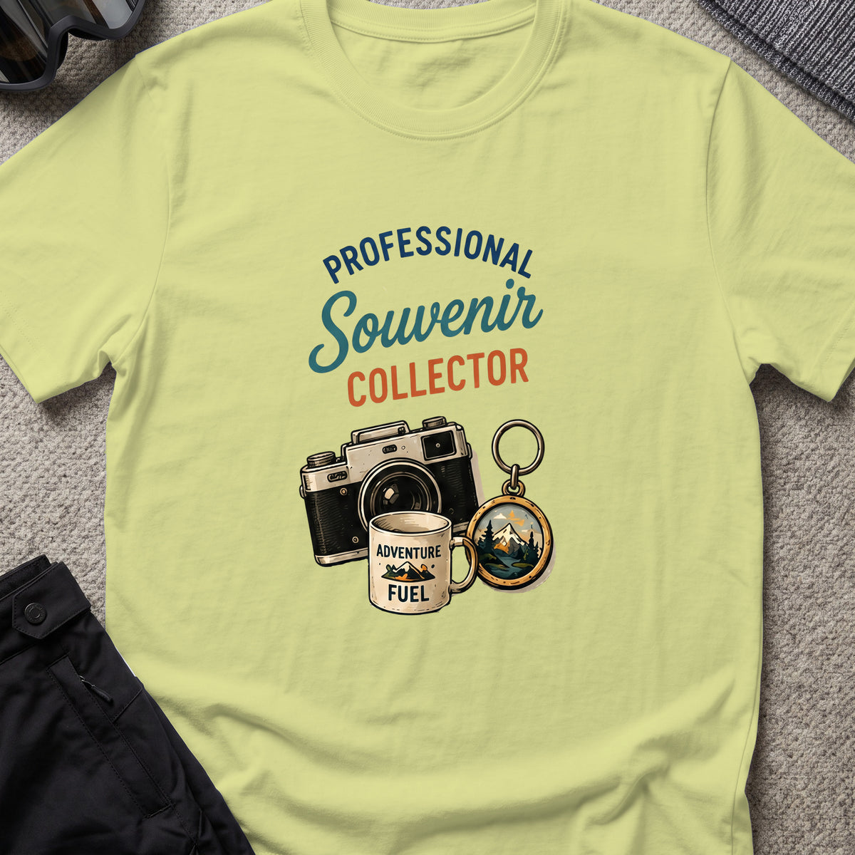 Professional Souvenir Collector T-Shirt in Pistachio, front view.