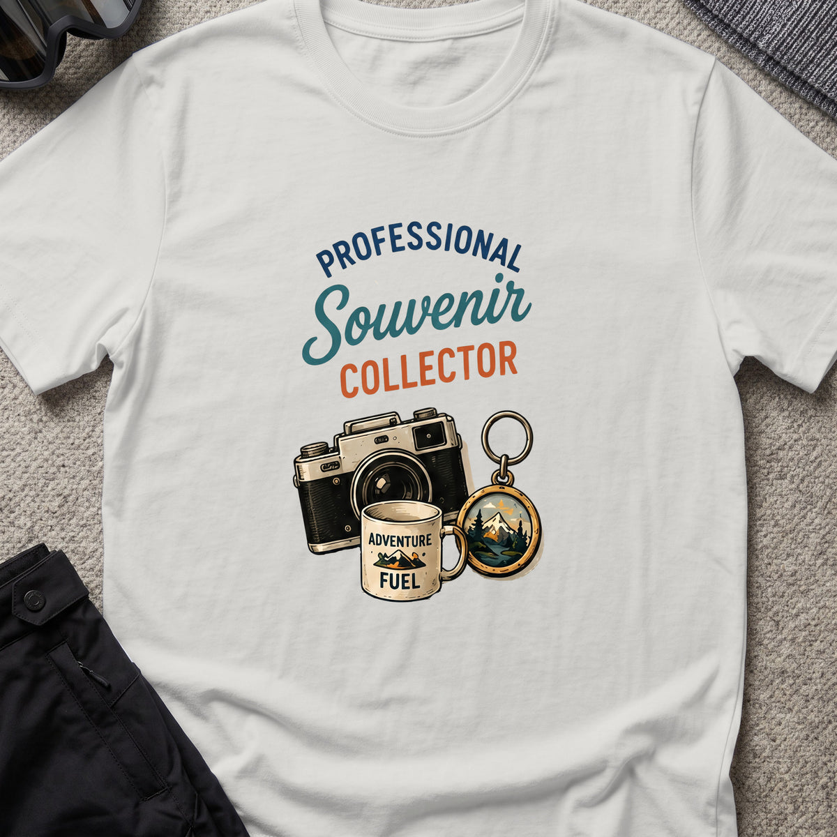 Professional Souvenir Collector T-Shirt in Ice Grey, front view.