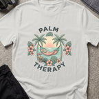 Palm Therapy T-Shirt in Ice Grey, front view.