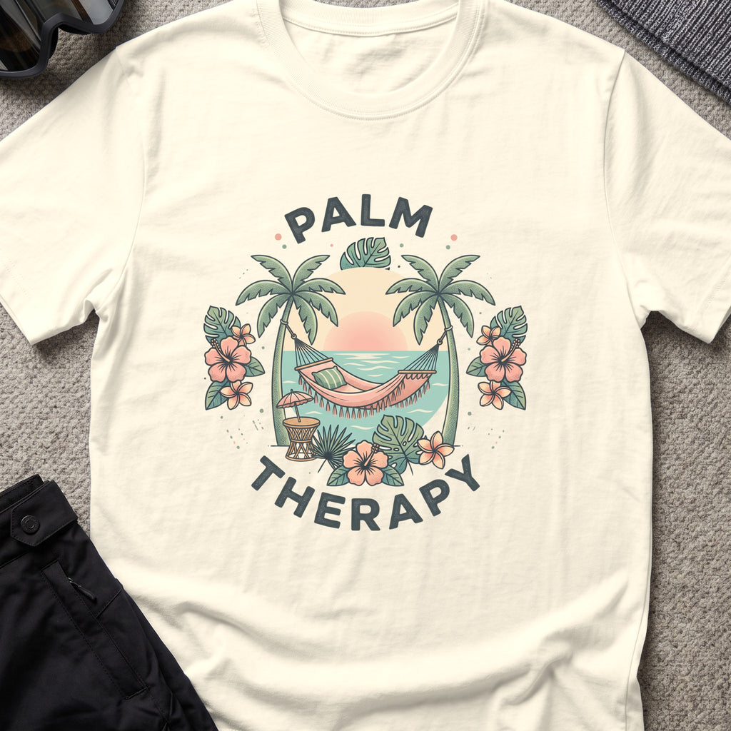 Palm Therapy T-Shirt in Natural, front view.