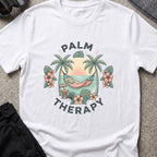 Palm Therapy T-Shirt in White, front view.