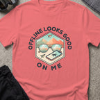 Offline Looks Good on Me T-Shirt in Coral Silk, front view.