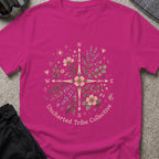Uncharted Floral Compass T-Shirt in Antique Heliconia, front view.